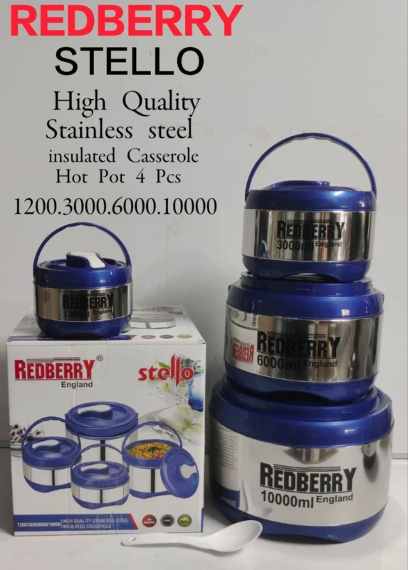 Redberry 4pcs STELLO Insulated Hotpot Set Stainless Steel – Blue