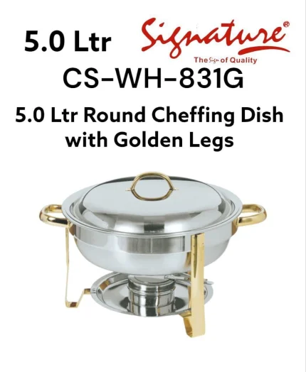 Signature 5.0L Round Chafing Dish with Gold Legs