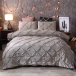 6 by 6 Pinch Pleat Pintuck Duvet Cover Set 3 Piece