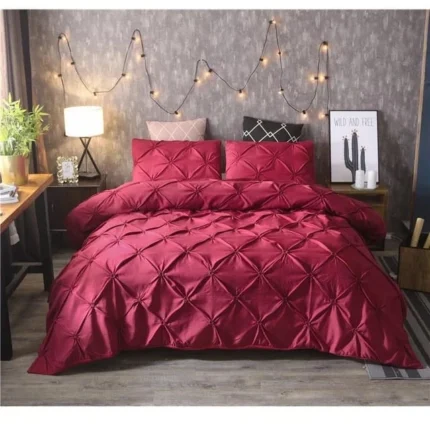 6 by 6 Pinch Pleat Pintuck Duvet Cover Set 3 Piece