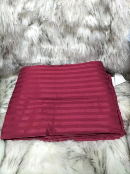 6-Piece 7x8ft Striped Cotton Bedsheet Set | Smart Enterprise – Maroon, 7 by 8