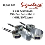 8-Piece Aluminum Milk Pan Set with Lids (16cm–22cm)
