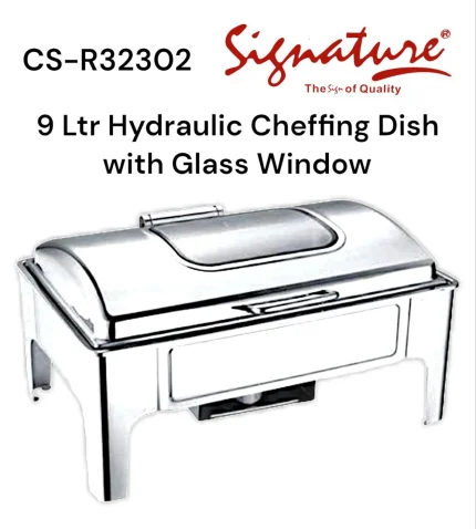 9L Double Compartment Rolltop Chafing Dish - with Glass Lid