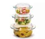 3-Piece Borosilicate Glass Casserole Set Clear