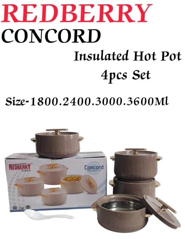 CONCORD Plastic Designer Insulated Hotpot – 4pcs Set – Brown