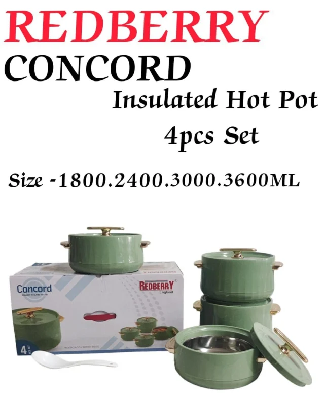 CONCORD Plastic Designer Insulated Hotpot – 4pcs Set – Green