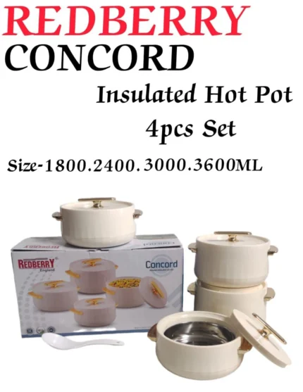 4pc REDBERRY CONCORD Insulated Hotpot Set | Smart Enterprise – White