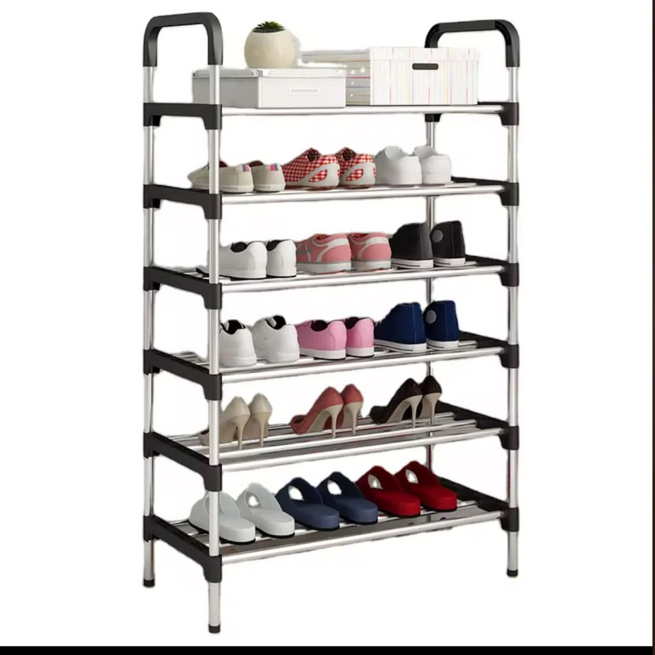 Detachable 6-Layer Shoe Rack – Black