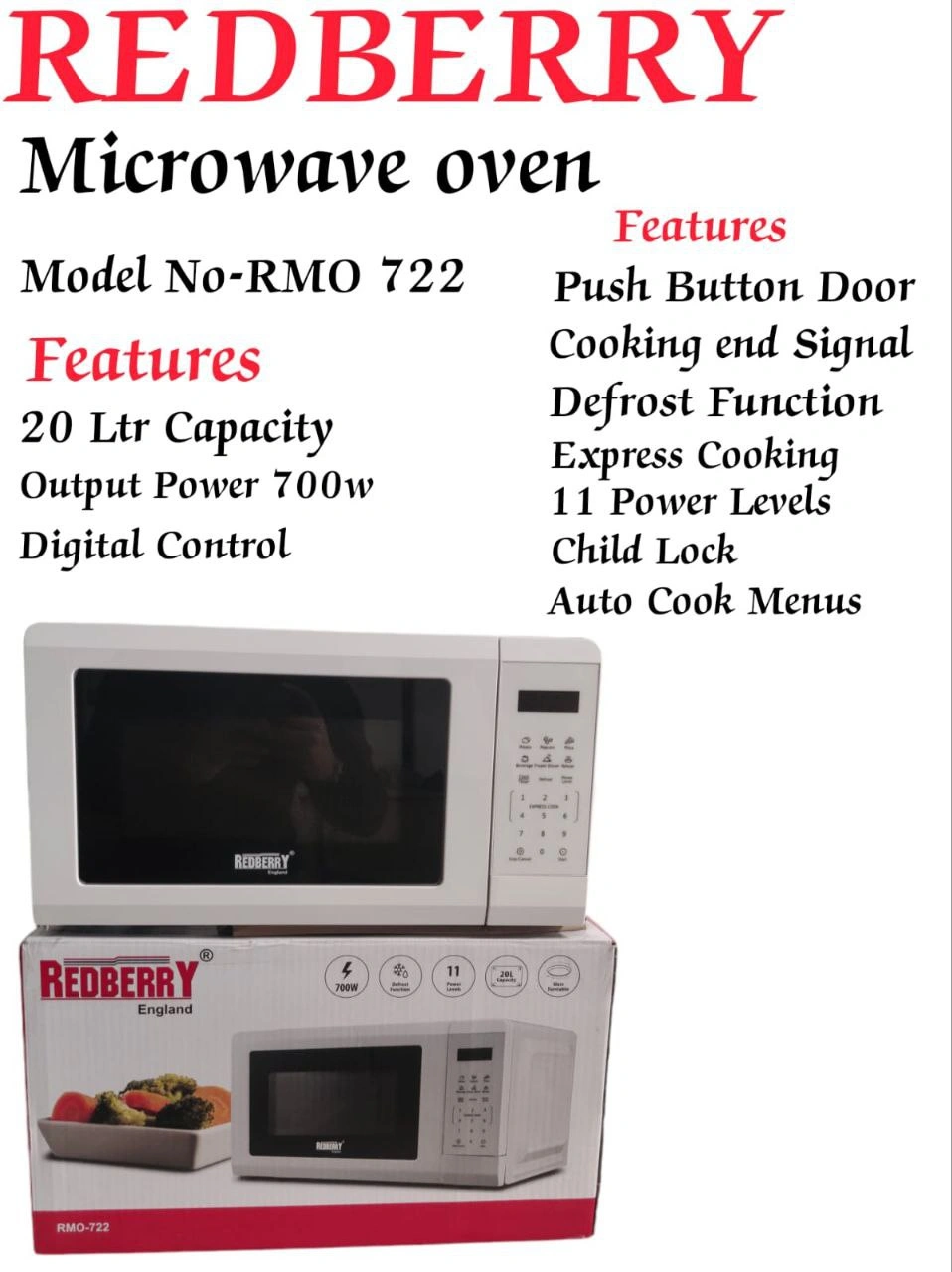 Digital Microwave Oven (20L, Digital Control)