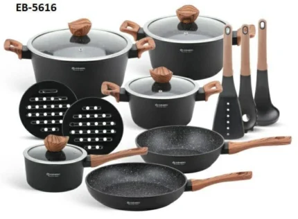 15-Piece Edenberg Ceramic Marble Cookware Set