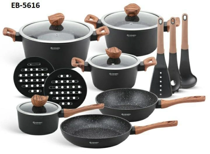 15-Piece Edenberg Ceramic Marble Cookware Set