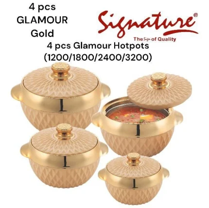 GLAMOUR 4-Piece Insulated Hotpot Set – Gold