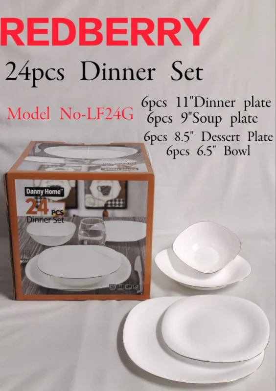 24-Piece Gold Line OpalWare Dinner Set | Smart Enterprise