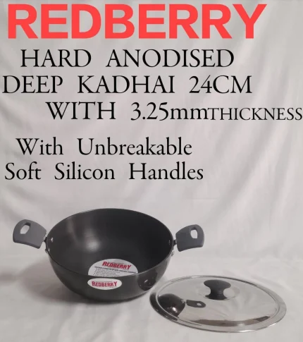 Hard Anodised Deep Kadhai Cookware – 3.25mm Thick – 24
