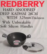 Hard Anodised Deep Kadhai Cookware – 3.25mm Thick – 26