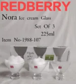 225ml Redberry Nora Ice Cream Glass Set 3pcs