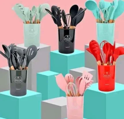 11-Piece Silicone Kitchen Utensil Set with Holder