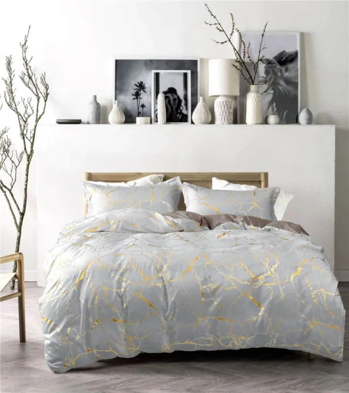 6 by 7 Gold Marble Foil Duvet Cover Set | Smart Enterprise – 6 by 7, Grey