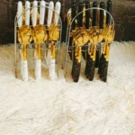 24-Piece Marble Stainless Steel Cutlery Set – 24 Pcs Stainless Steel Cutlery Set With Marble Handle