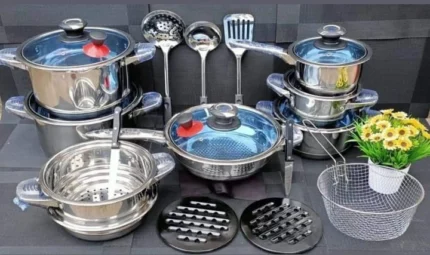 30-Piece Marwa German Stainless Steel Cookware Set – Stainless steel