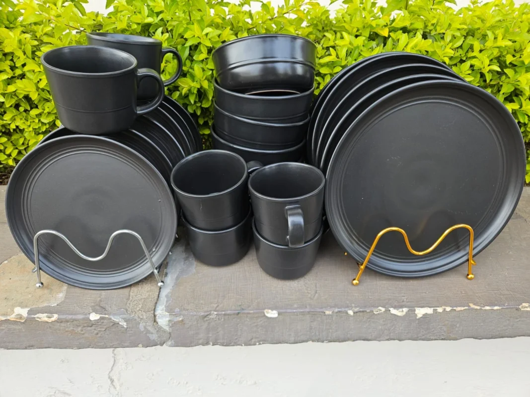 24 Piece Matte Black Ceramic Dinner Set | Smart Enterprise
