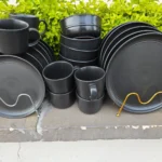 24 Piece Matte Black Ceramic Dinner Set | Smart Enterprise