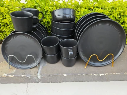 24 Piece Matte Black Ceramic Dinner Set | Smart Enterprise