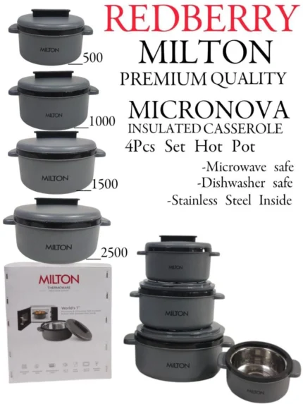 4 Piece Redberry Micronova Plastic Insulated Hotpot Set – Grey