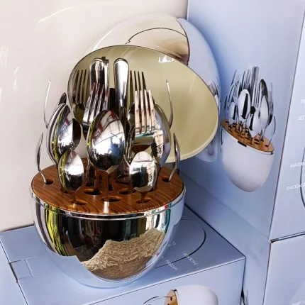 Mood Egg Cutlery Set – 24-Piece – Silver