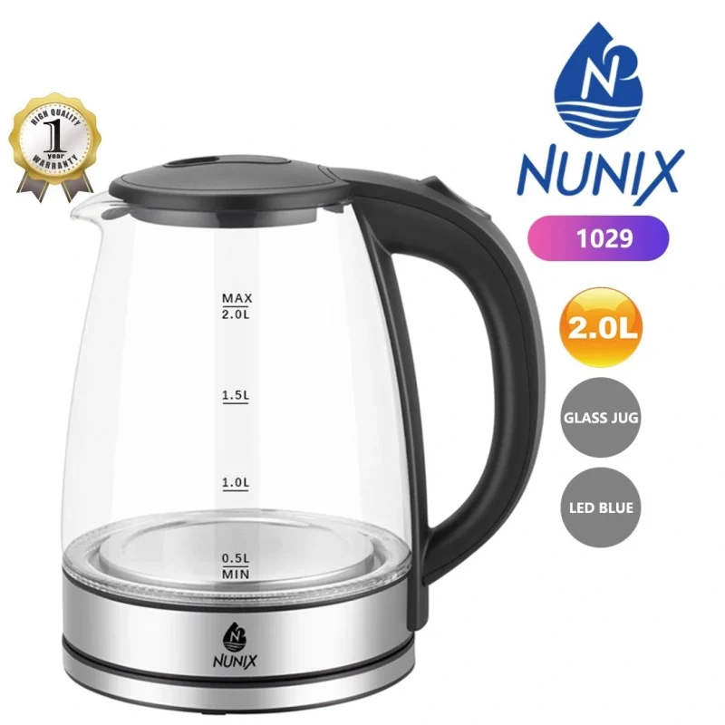 NUNIX 2.0L Premium Glass Electric Kettle