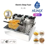 Nunix Double Deep Fryer – 6L Stainless Steel