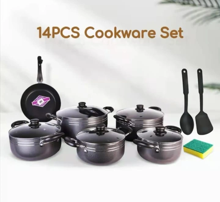 14-Piece TC Nonstick Cookware Set with Frying Pan