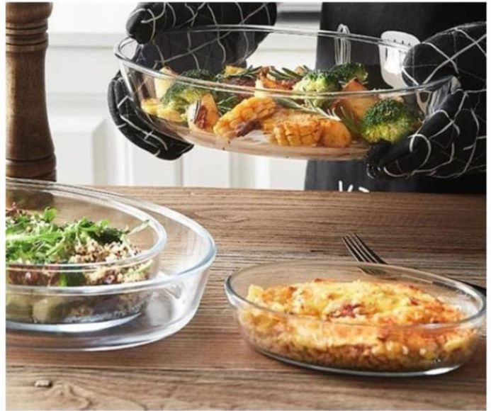 Oval Glass Baking/Storage Tray (2pcs)