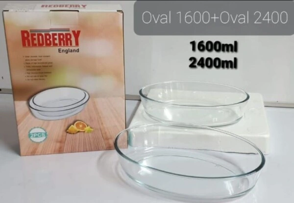 Oval Glass Baking/Storage Tray (2pcs)