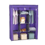 Portable 3-Column Metallic Wardrobes – Purple