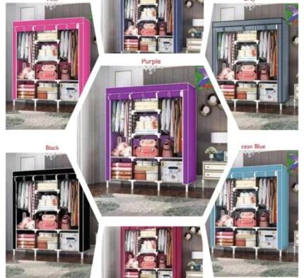 3-Column Portable Metallic Wardrobes