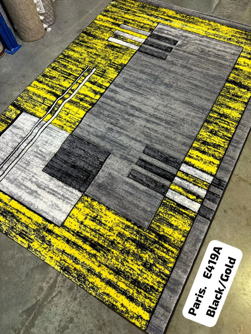 Premium Paris Carpets - E419A – Black an Gold, 8 by 11