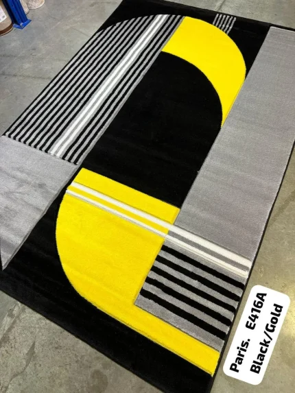 Premium Paris Carpets - E416A – Black an Gold, 8 by 11