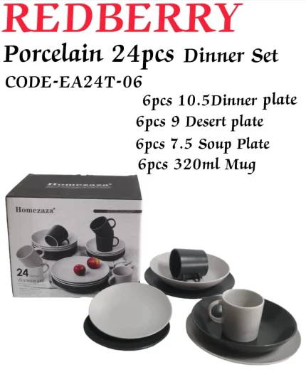 REDBERRY 24-Piece Porcelain Dinner Set