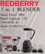REDBERRY 3 in 1 Blender RB123 - 300W – Grey