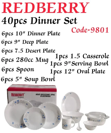 REDBERRY 40pcs Opalware Dinner Set