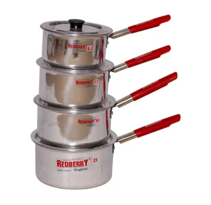 Redberry 8-Piece Aluminium Saucepan Set with Lids