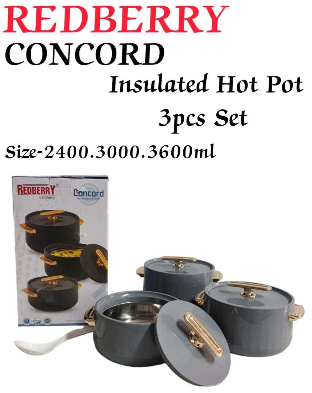 REDBERRY Concord HotPot Set – 3pcs – Grey