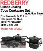 7-Piece Redberry UCC Life Granite Coating Cookware Set – Dark-green