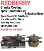7-Piece Redberry UCC Life Granite Coating Cookware Set