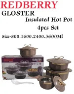 REDBERRY Plastic Designer Hotpot Set – Balavia 4-Piece – Brown