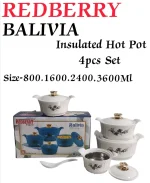 REDBERRY Plastic Designer Hotpot Set – Balavia 4-Piece – White