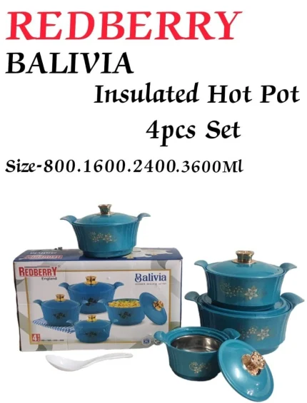 REDBERRY Plastic Designer Hotpot Set – Balavia 4-Piece – Blue