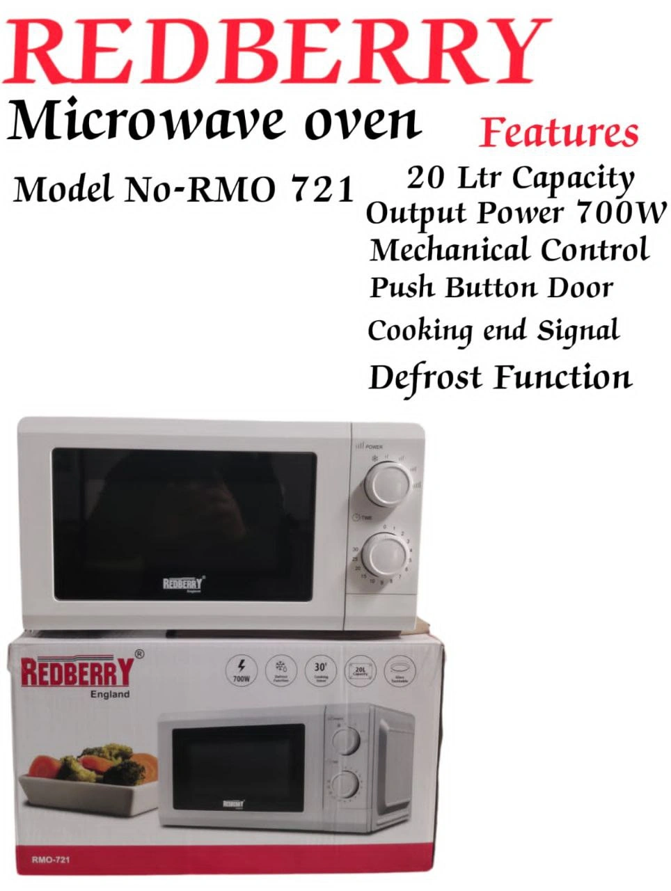 REDBERRY RMO 721 Microwave Oven – 20L, 700W