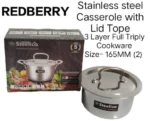 3L REDBERRY Steelica 3 Triply Stainless Steel Casserole – 165mm